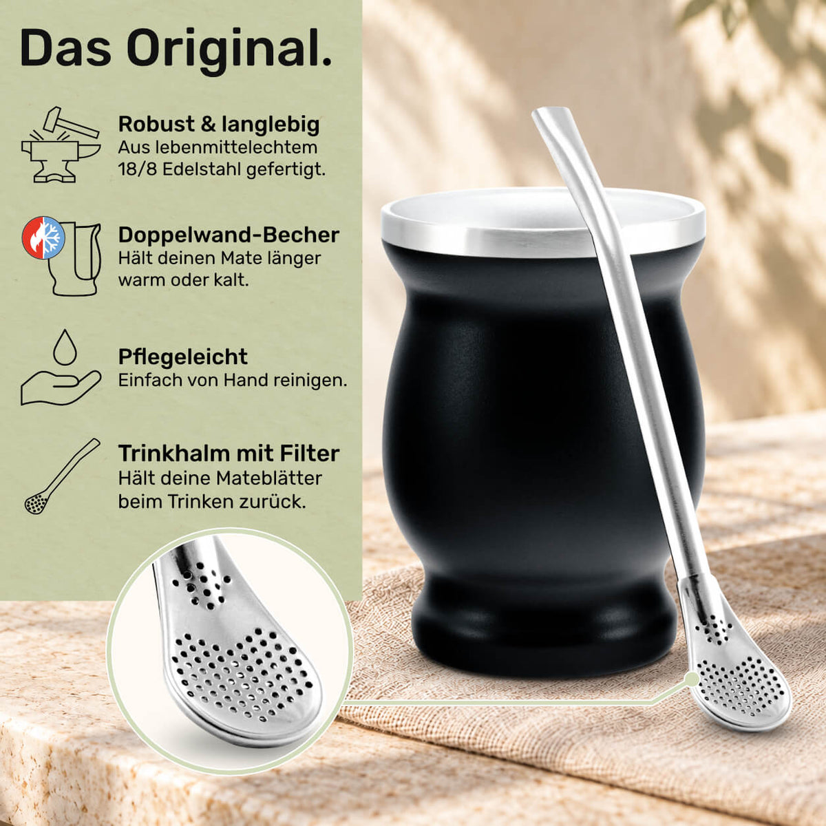 Mate Set für 2 Edelstahl