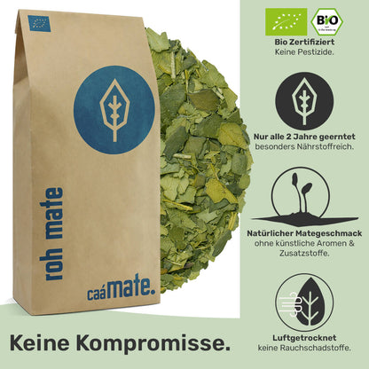 [NL]roh mate tee bio zertifiziert caámate nur alle zwei jahre geerntet ohne künstliche Aromen und Zusatzstoffen Luftgetrocknet