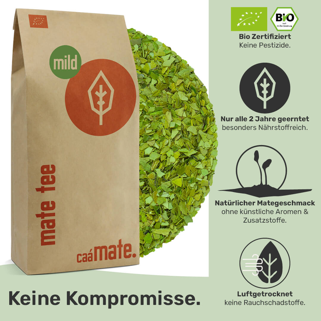 [NL]mate tee mild bio-zertifiziert nur alle zwei jahre geerntet ohne künstliche Aromen und Zusatzstoffen Luftgetrocknet