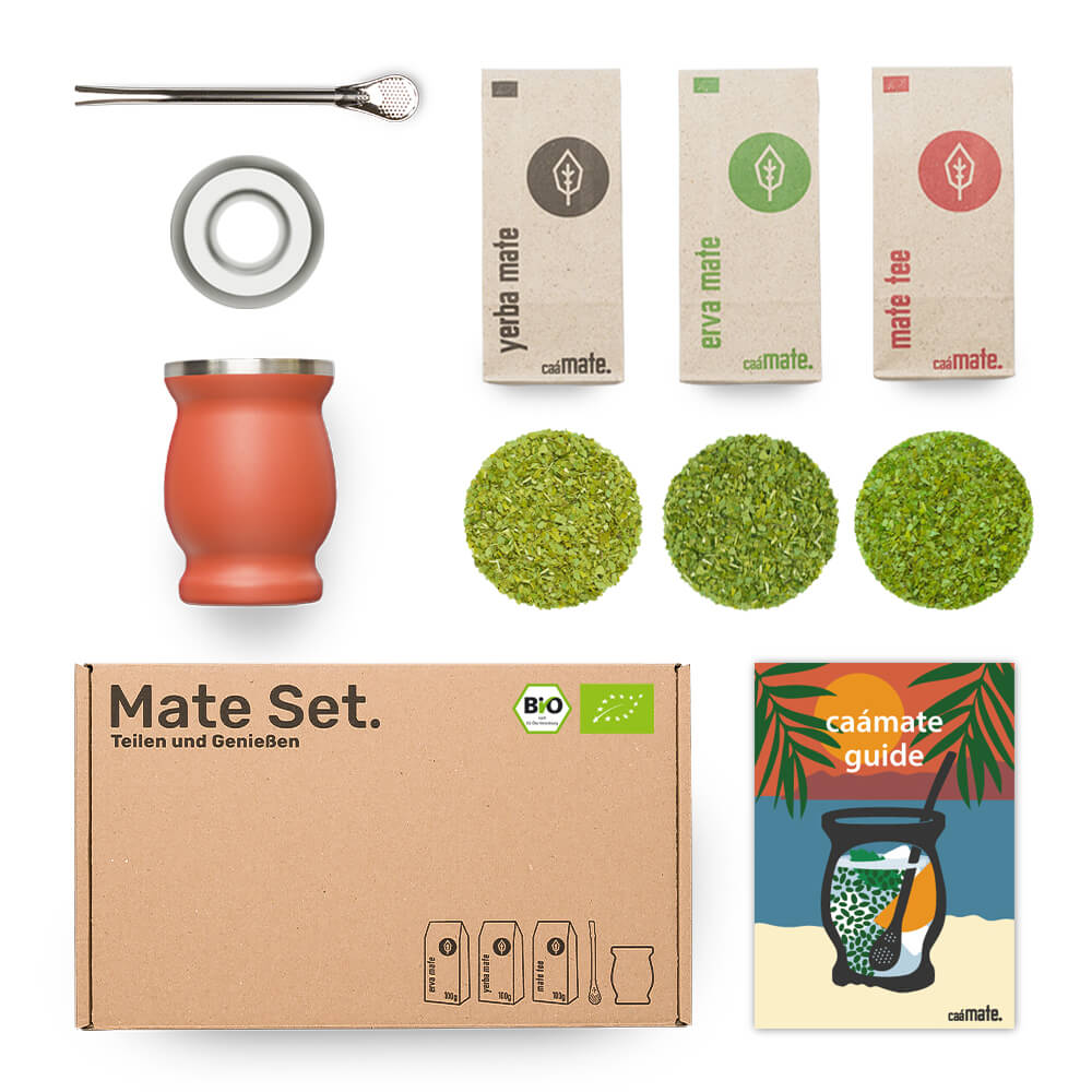 [NL]Mate Tee Set Edelstahl Matebecher rot Balance Einsatz caámate