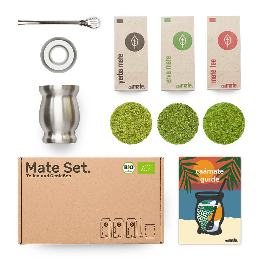 [NL]Mate Tee Set Edelstahl Matebecher silber Balance Einsatz caámate