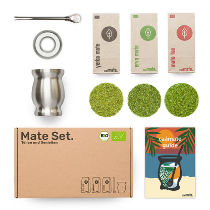 [NL]Mate Tee Set Edelstahl Matebecher silber Balance Einsatz caámate