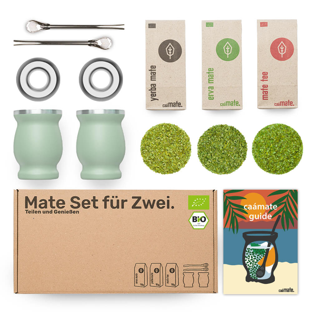 [NL]Mate Tee Set fuer zwei Edelstahl grün caamate