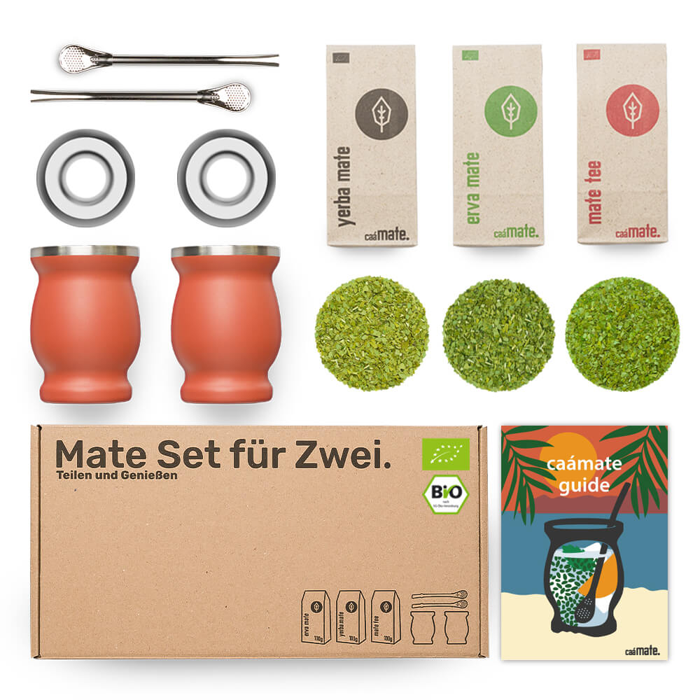 [NL]Mate Tee Set fuer zwei Edelstahl rot caamate