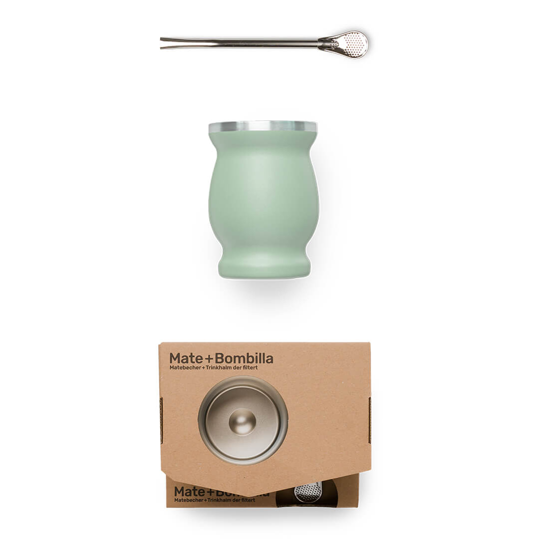 Mate Becher Edelstahl grün