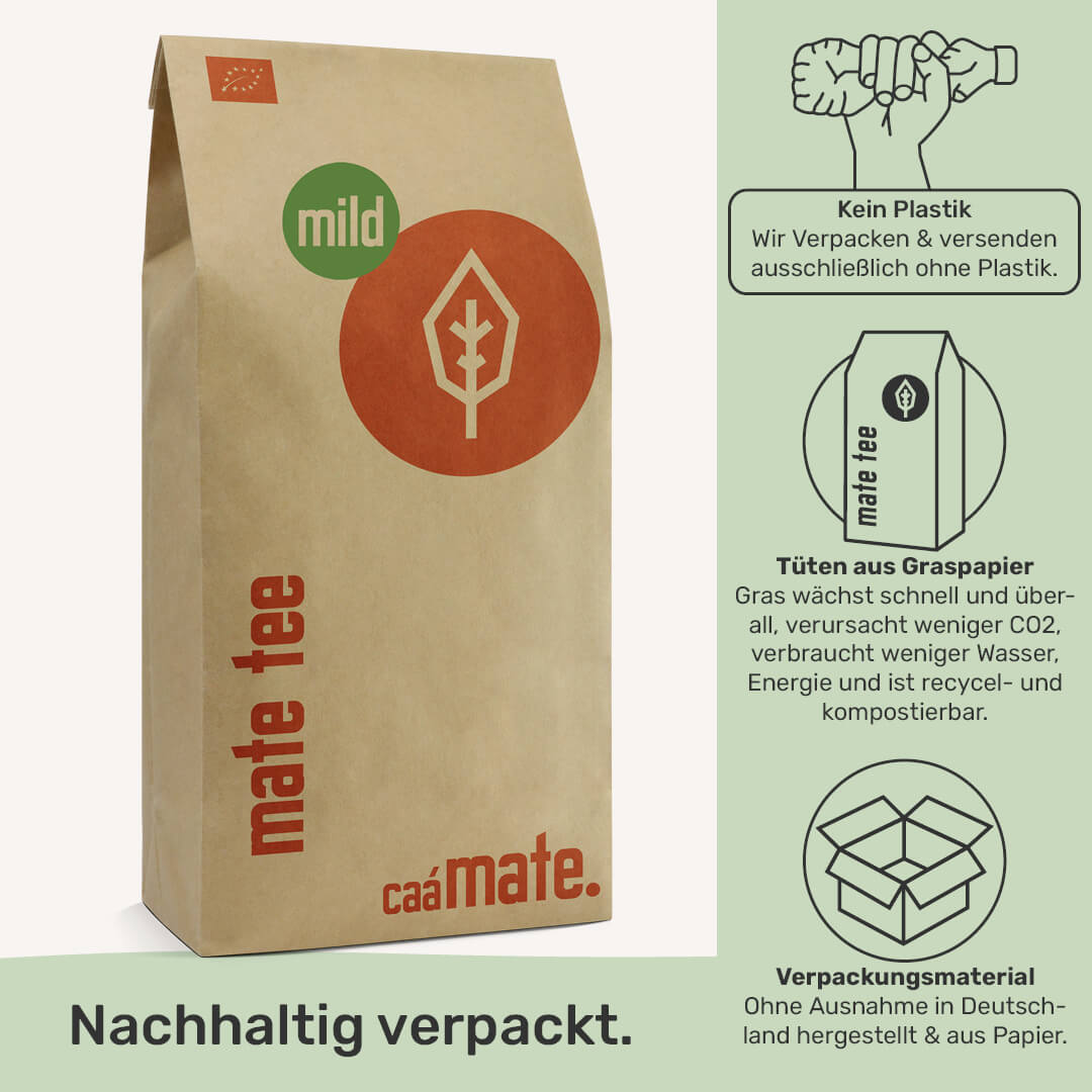 [NL]caámate mate tee mild plastikfrei verpackt nachhaltiges Verpackungsmaterial