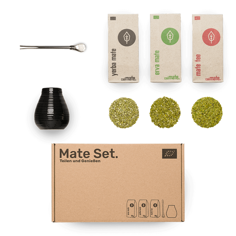 Mate Set Keramik schwarz – Matebecher mit Bombilla